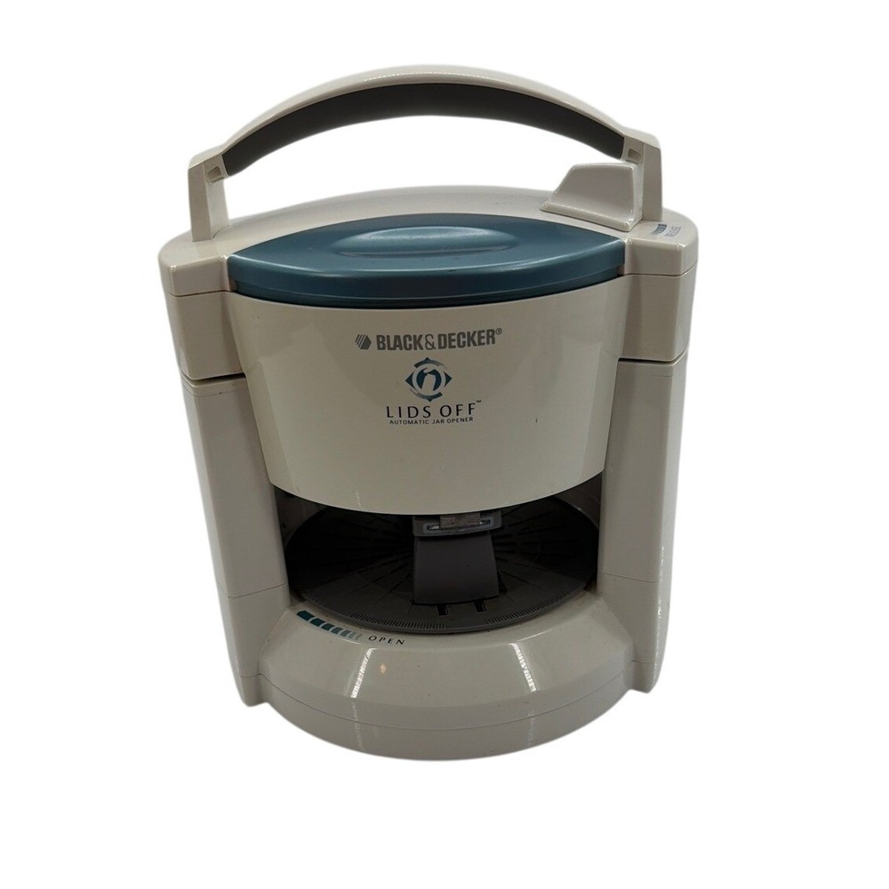 Black & Decker Lids Off Automatic Jar Opener JW200 White Teal Electric Kitchen